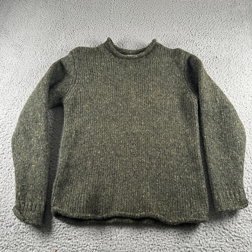 Aran Woollen Mills Sweater Womens M Green 100% Wool Chunky Roll Neck Knit